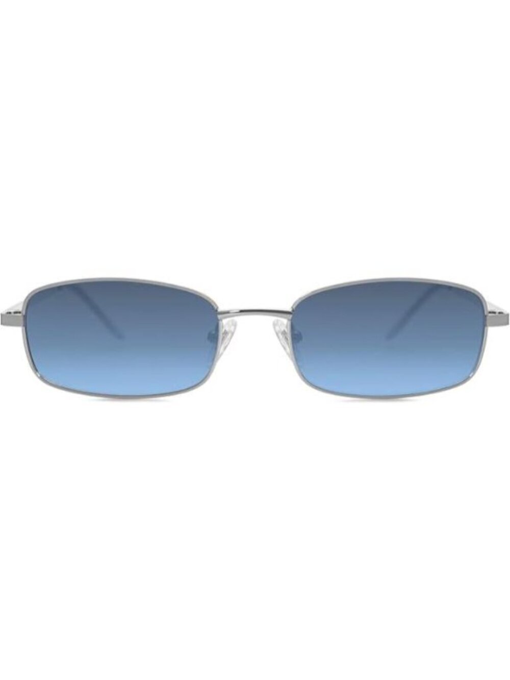 SOJOS Small Unisex Rectangle Sunglasses Retro 80s Chic Narrow Silver/Dark Blue